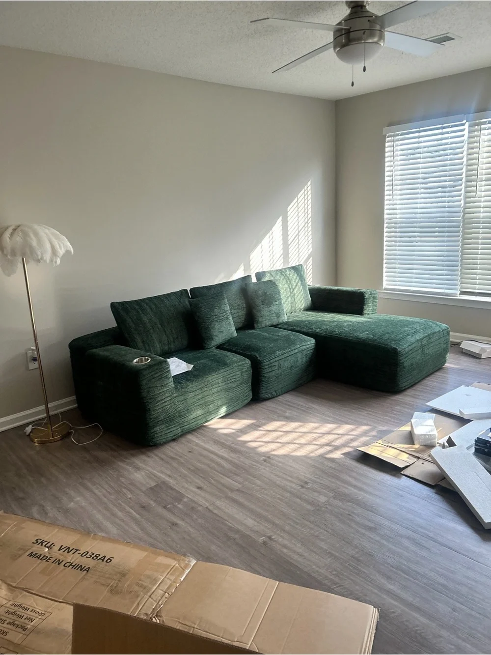 Plush Forest Green Modular Sectional Sofa - Modern Home Accent